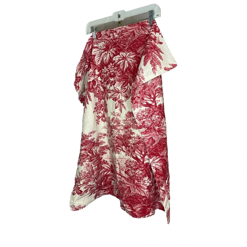 Vtg Pottery Barn Sorrel Red Cotton Quilt Toile Floral Queen 100
